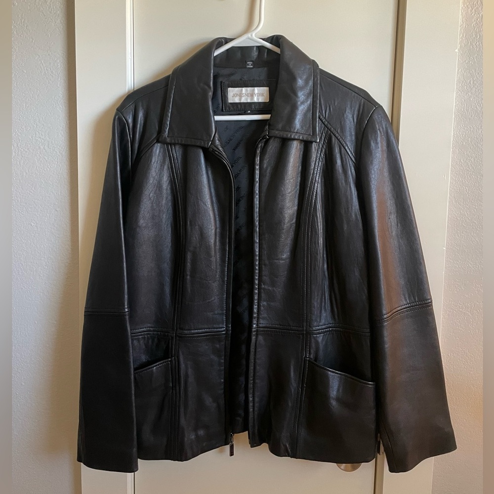 Jones New York Black Leather Jacket